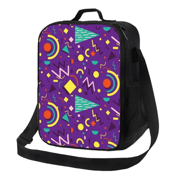 Lsque Retro 80s Style Lunch Bag Lunch Box for Women Men Reusable Insulated Lunch Tote Bag,Leakproof Thermal Cooler Sack Food Handbags Case High Capacity