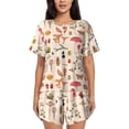 thumbnail image 1 of Lsque Retro Autum Mushrooms Women's Short-Sleeved Pajama Set - 2 Piece Soft and Lightweight Sleepwear Set-3X-Large, 1 of 9