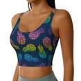thumbnail image 1 of Lsque Retro Bright Pineapple Printed Women'S Sports Bra, Compression, Moisture Wicking, High-Impact Sports Bra For Women,Supportive sports bra-X-Large, 1 of 9