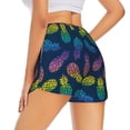 thumbnail image 1 of Lsque Retro Bright Pineapple Printed Women's Running Shorts with Liner Pockets,Elastic Quick Dry Workout Athletic Gym Yoga Shorts,Womens High Waist Shorts-Large, 1 of 9