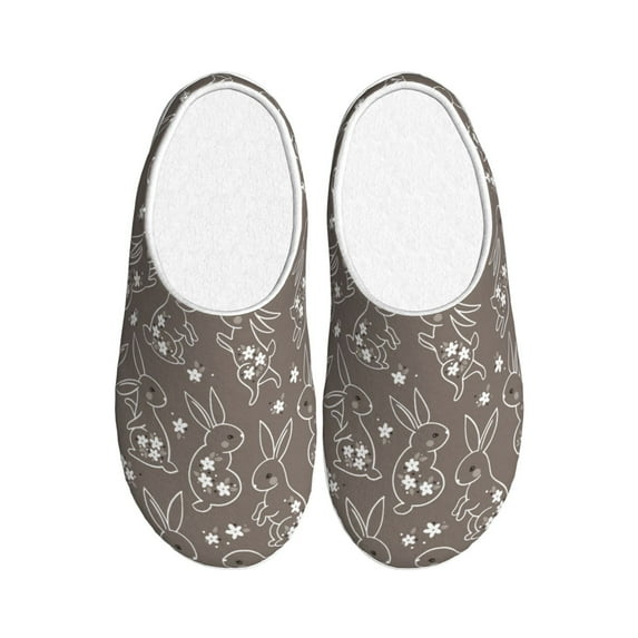 Lsque Retro Bunny Pattern Womens Comfort Cotton on Scuff With Memory Foam and Anti-skid Sole Slipper-35/36