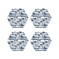 thumbnail image 1 of Lsque Retro Coconut Tree Pattern 4" Drink Coasters Set of 4, PVC Leather Absorbent Coasters, Table Coaster Set Decorative Coffee Cup Coasters Housewarming Gift -Hexagon, 1 of 6