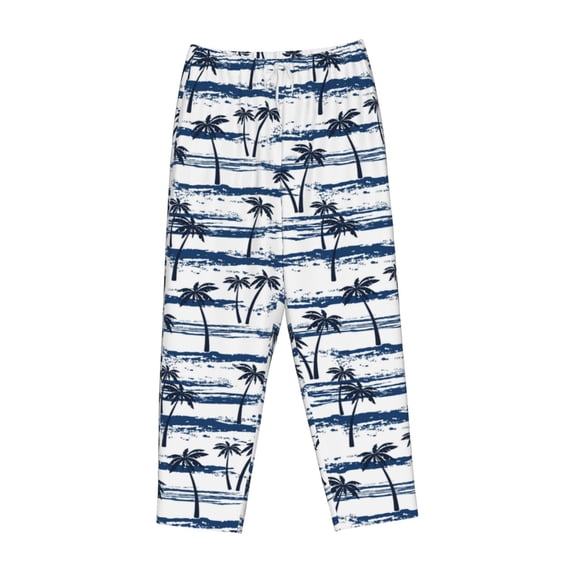Lsque Retro Coconut Tree Print Women's Pajama Pants, Lounge Pant - Comfortable Home Wear,Elastic Waistband, Stylish Design-Medium