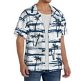 thumbnail image 1 of Lsque Retro Coconut Tree print Men's Cuban Collar Short Sleeve Shirt Summer Beachwear Casual Button Down Fashionable Vacation Leisure Shirt-3X-Large, 1 of 7