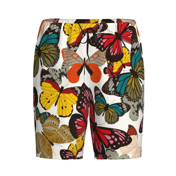 Lsque Retro Floral Butterfly Mens Sleep Pajama Shorts,Short Pajama Pants, Cotton Ultra-Soft Knit-4X-Large