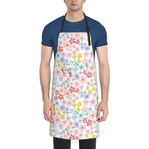 Lsque Retro Floral Waterproof Apron Chef Aprons for Men Heavy Duty Chemical Work Apron Extra Long Grilling Aprons with Adjustable Bib Apron