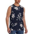 thumbnail image 1 of Lsque Retro Flower Print Men's Cotton Blend Sleeveless Muscle Shirts (S-3XL)- Moisture Wicking, Odor Protection, UPF 30+,Large, 1 of 8