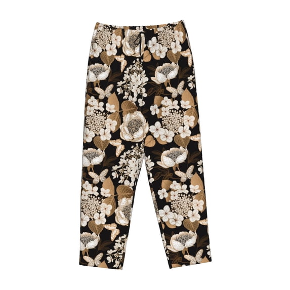 Lsque Retro Hydrangeas Print Women's Pajama Pants, Lounge Pant - Comfortable Home Wear,Elastic Waistband, Stylish Design-Large