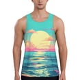 thumbnail image 1 of Lsque Retro Palm Beach Sunset Pattern Mens Tank Tops Muscle Athletic Quick Dry Sleeveless Workout Fitness T Shirts Beach Tank Top, Loose-fit Sleeveless Shirt for Men-4X-Large, 1 of 7