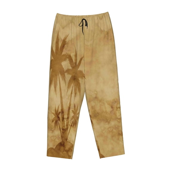 Lsque Retro Palm Tree Print Women's Pajama Pants, Lounge Pant - Comfortable Home Wear,Elastic Waistband, Stylish Design-XX-Large