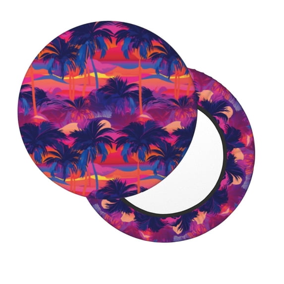 Lsque Retro Palms Round Bar chair cushion covers Velvet Fabric Premium Comfort Protects from Scratches and Stains for 14-17 Inch Chair- 13 inch