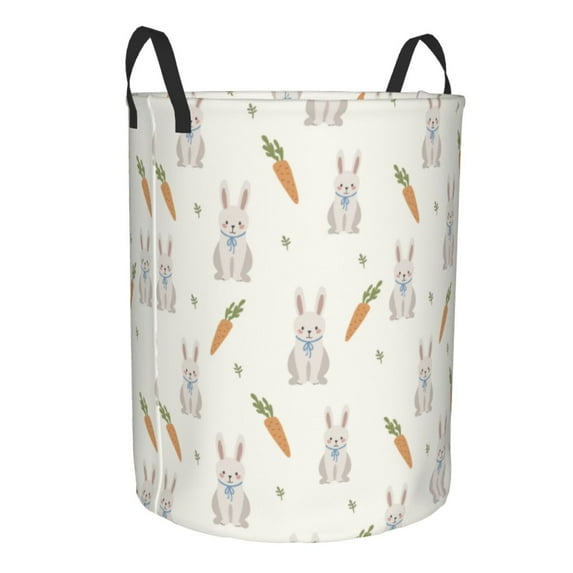 Lsque Retro Rabbit pattern Laundry Hamper Basket, Tall Woven Rope Hamper Basket for Clothes, Lightweight Storage Basket, Collapsible Waterproof-Medium