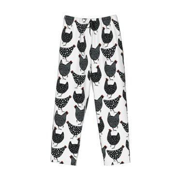 Lsque Retro Rooster Print Men's Pajama Pants, Lounge Pant - Comfortable Home Wear,Elastic Waistband, Stylish Design-X-Large