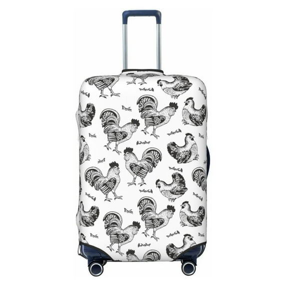 Lsque Retro Rooster Printed Luggage Cover, Travel Luggage Protector,Scratch and Dirt Resistant, Fits 18-32 Inch Luggage - X-Large