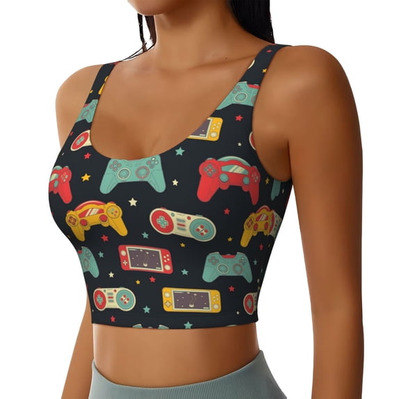 Lsque Retro Video Game Printed Women'S Sports Bra, Compression, Moisture Wicking, High-Impact Sports Bra For Women,Supportive sports bra-XX-Large