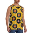 thumbnail image 1 of Lsque Retro Vinyl Records Print Men's Cotton Blend Sleeveless Muscle Shirts (S-3XL)- Moisture Wicking, Odor Protection, UPF 30+,X-Large, 1 of 8