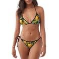 thumbnail image 1 of Lsque Retro Warm Lemon Flower Pattern Women Two Piece Swimsuit Sexy Swimwear Halter String Triangle Bikini Sets, 1 of 6