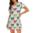 thumbnail image 1 of Lsque Retro bows Pattern Nightgowns for Women Sleep Shirts Short Sleeve Nightshirt Pullover Nightdress Soft Sleepwear Relaxed Fit Nightdress, 1 of 6