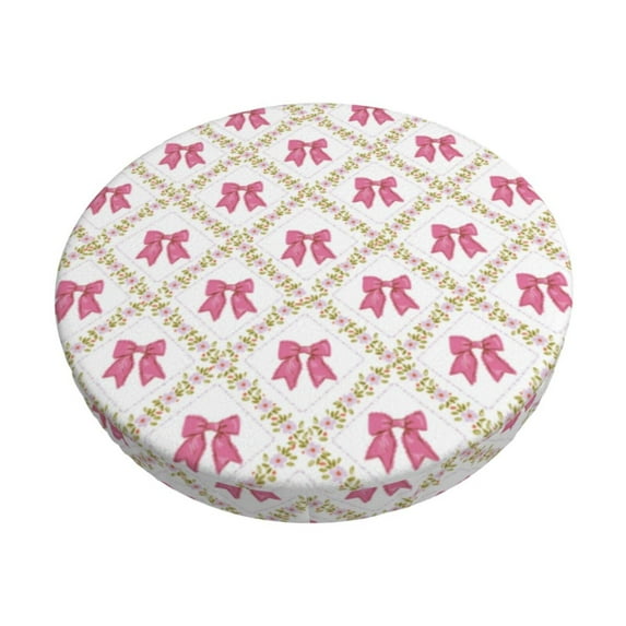 Lsque Retro bows Pattern Round Bar chair cushion covers Velvet Fabric Premium Comfort Protects from Scratches and Stains for 14-17 Inch Chair-13 inch