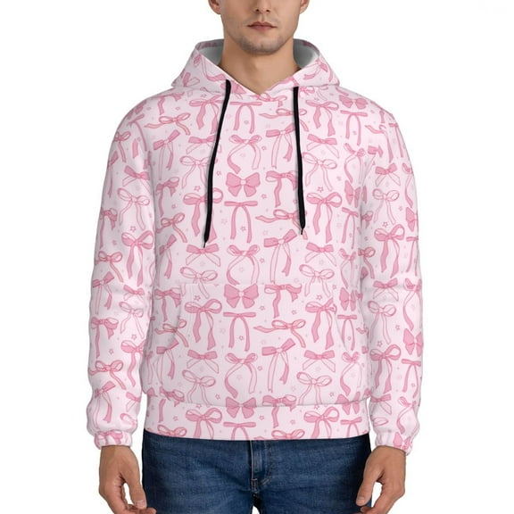 Lsque Ribbon Bow Pattern Casual Men's Hoodie,Hooded Sweatshirt with Kangaroo Pocket,Pullover Hoodie-4X-Large
