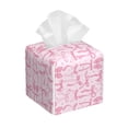 thumbnail image 1 of Lsque Ribbon Bow Printed Tissue Box Cover Holder, Facial Paper Organizer Dispenser,Square with Bottom Belt, PVC Leather Decorative Organizer, 1 of 8
