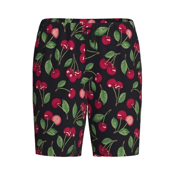 Lsque Ripe Red Cherry Mens Sleep Pajama Shorts,Short Pajama Pants, Cotton Ultra-Soft Knit-X-Large