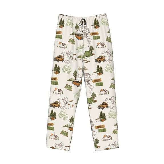 Lsque Road Trip Print Men's Pajama Pants, Lounge Pant - Comfortable Home Wear,Elastic Waistband, Stylish Design-Large