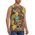 thumbnail image 1 of Lsque Robot and Monsters Print Men's Cotton Blend Sleeveless Muscle Shirts (S-3XL)- Moisture Wicking, Odor Protection, UPF 30+,X-Large, 1 of 8