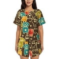 thumbnail image 1 of Lsque Robot and Monsters Women's Short-Sleeved Pajama Set - 2 Piece Soft and Lightweight Sleepwear Set-, 1 of 9