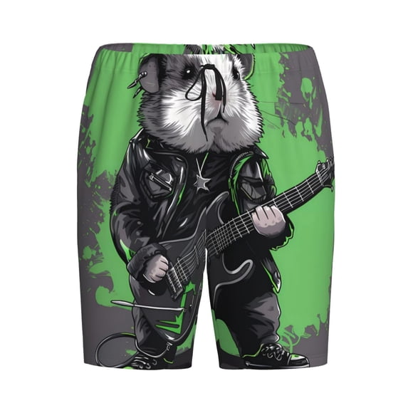 Lsque Rock Guitar Guinea Pig Mens Sleep Pajama Shorts,Short Pajama Pants, Cotton Ultra-Soft Knit-3X-Large