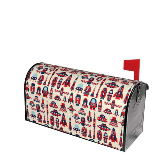 Lsque Rocket Pattern Mailbox Cover Standard Size ,Magnetic Mailbox Covers Post Wraps Letter Box Cover -25.5x21 in