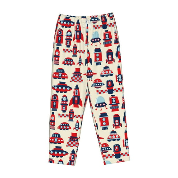 Lsque Rocket Pattern Print Women's Pajama Pants, Lounge Pant - Comfortable Home Wear,Elastic Waistband, Stylish Design-Large