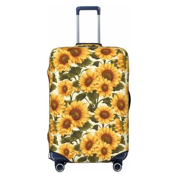 Lsque Romantic Elegant Sunflower Printed Luggage Cover, Travel Luggage Protector,Scratch and Dirt Resistant, Fits 18-32 Inch Luggage - Large