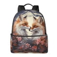 thumbnail image 1 of Lsque Romantic Flower Fox Pattern Backpack – School Travel Canvas Daypack with Ergonomic Padded Straps, Multiple Compartments & Leather Handle, 1 of 5