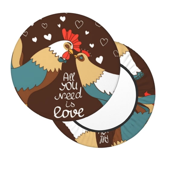 Lsque Rooster And Chicken Round Bar chair cushion covers Velvet Fabric Premium Comfort Protects from Scratches and Stains for 14-17 Inch Chair- 14 inch