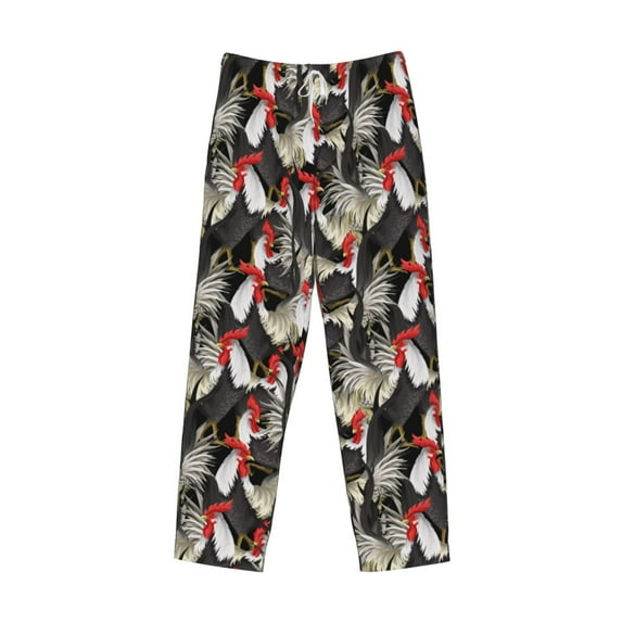Lsque Roosters 2 Print Men's Pajama Pants, Lounge Pant - Comfortable Home Wear,Elastic Waistband, Stylish Design-Medium