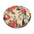 Lsque Roosters And Peonies Flowers Pattern Round Bar chair cushion