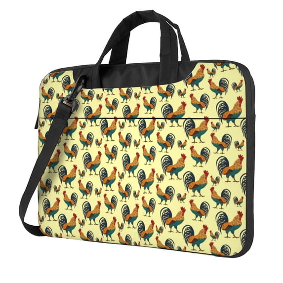 Lsque Roosters In Farm Pattern Laptop Bag – Portable & Slim Single-Shoulder Computer Case with Adjustable Strap, Protective, Lightweight for 13”/14”/15.6” Laptops