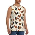 thumbnail image 1 of Lsque Roosters and Chickens Print Men's Cotton Blend Sleeveless Muscle Shirts (S-3XL)- Moisture Wicking, Odor Protection, UPF 30+,3X-Large, 1 of 8