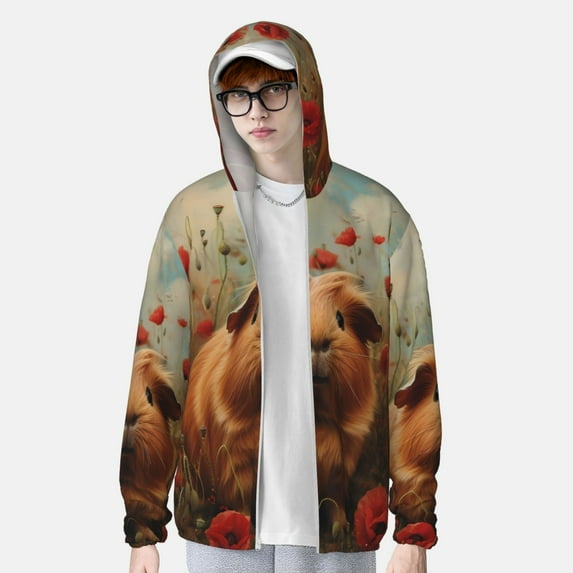 Lsque Rose Cute Guinea Pig UPF 50+ Lightweight Sun Protection Men's Women's Long Sleeve Shirt, Hoodie Performance -X-Large