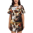 thumbnail image 1 of Lsque Rose Floral Skull Women's Short-Sleeved Pajama Set - 2 Piece Soft and Lightweight Sleepwear Set-XX-Large, 1 of 9