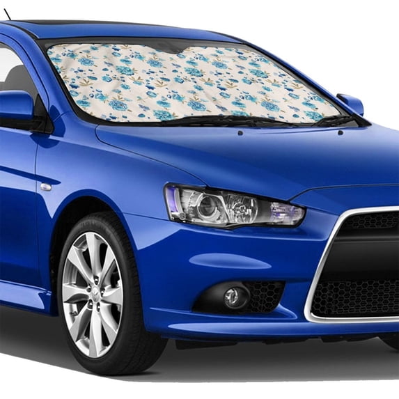 Lsque Rose Flowers Car Windshield Sun Shade | Accordion Folding Style Auto Shade for Car Truck SUV Van | Blocks UV Rays Sun Visor Protector | Medium