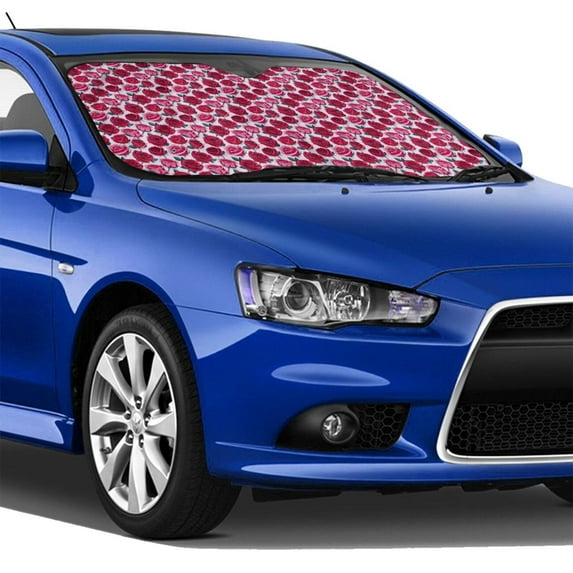 Lsque Rose Flowers Car Windshield Sun Shade | Accordion Folding Style Auto Shade for Car Truck SUV Van | Blocks UV Rays Sun Visor Protector | Medium