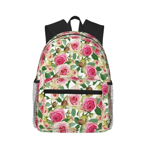 Lsque Rose Flowers Classic Casual Backpack - Large Capacity Water-Resistant Backpack for School, Work, Travel, and Outdoor Activities