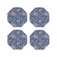 thumbnail image 1 of Lsque Rose Flowers Pattern 4" Drink Coasters Set of 4, PVC Leather Absorbent Coasters, Table Coaster Set Decorative Coffee Cup Coasters Housewarming Gift -Octagon, 1 of 6