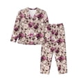 thumbnail image 1 of Lsque Rose Flowers Pattern Long Sleeve Pajama Set for Women - Soft 2-Piece Sleepwear and Loungewear Set with Pockets, Comfy Nightwear-Medium, 1 of 7