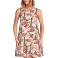 thumbnail image 1 of Lsque Rose Flowers Pattern Summer Dresses for Women – Sleeveless T-Shirt Swing Sundress, Perfect for the Beach and Casual Days, 1 of 7