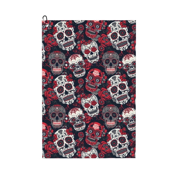 Lsque Rose Flowers Premium Golf Towel - Ultra Absorbent and Quick Drying Microfiber Towel with Carabiner - Gift for Men -24" X 16"