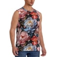 thumbnail image 1 of Lsque Rose Flowers Print Men's Cotton Blend Sleeveless Muscle Shirts (S-3XL)- Moisture Wicking, Odor Protection, UPF 30+,Small, 1 of 8
