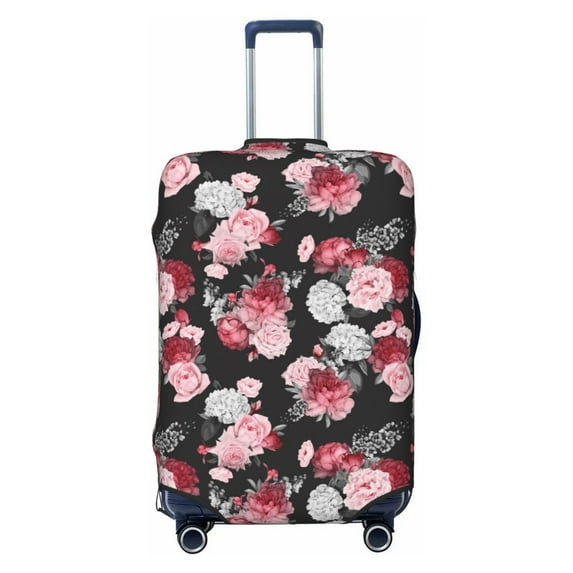 Lsque Rose Flowers Printed Luggage Cover, Travel Luggage Protector,Scratch and Dirt Resistant, Fits 18-32 Inch Luggage - Small